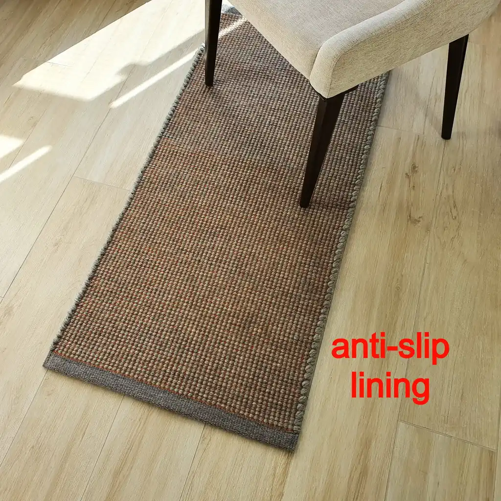 handwoven chunky wool rug in natural colors, traditional weaving technique.