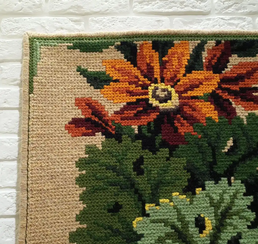 handcrafted cross-stitch wool hanging wall decor.