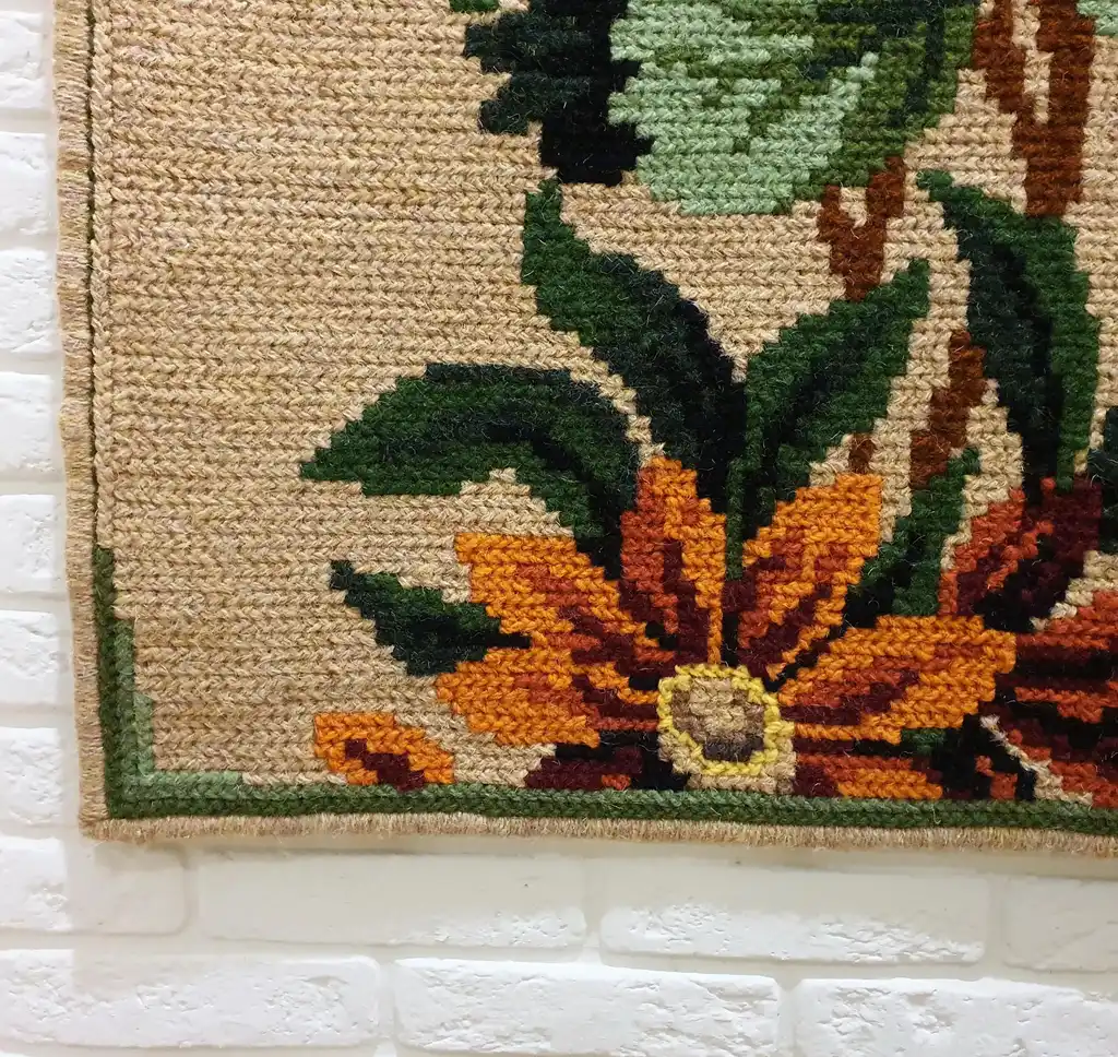 handcrafted cross-stitch wool hanging wall decor.