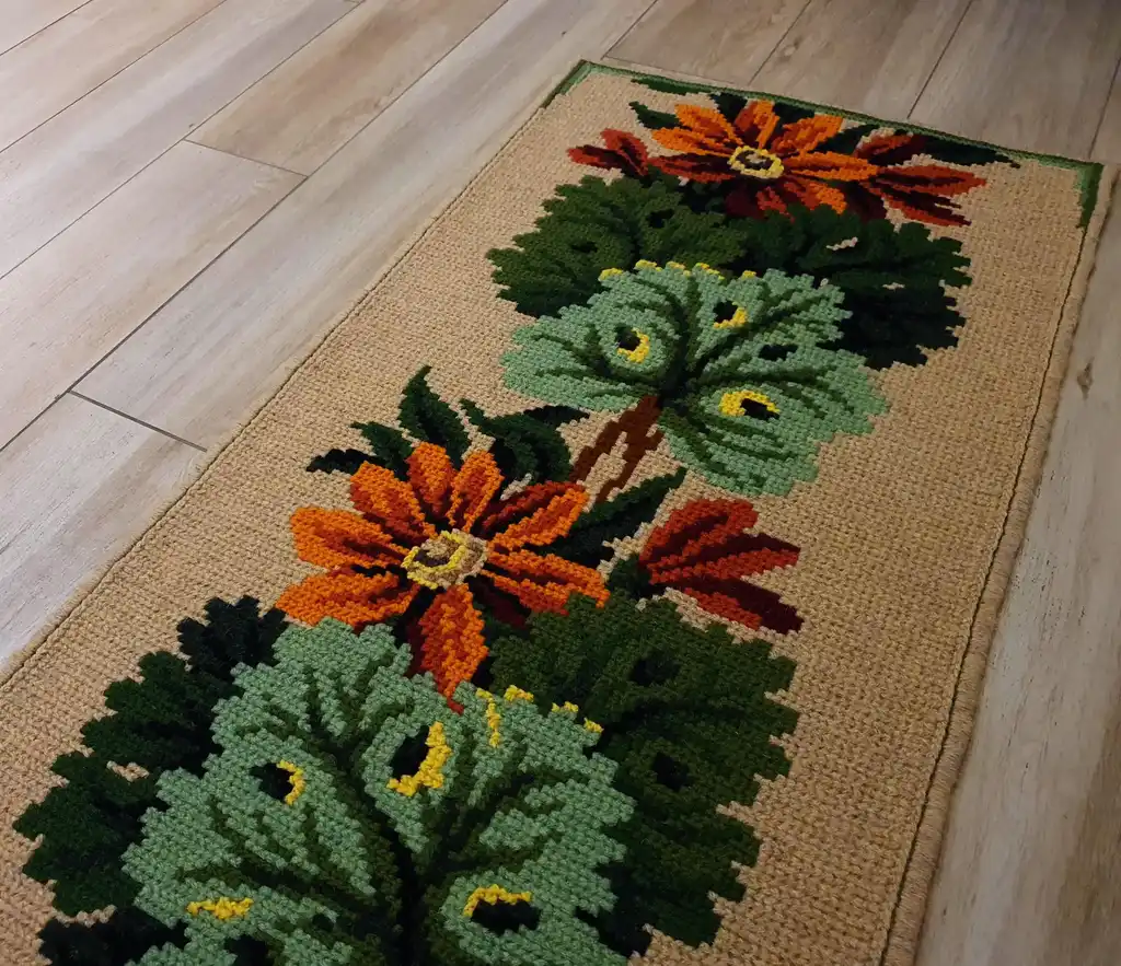 handcrafted cross-stitch wool hanging wall decor.