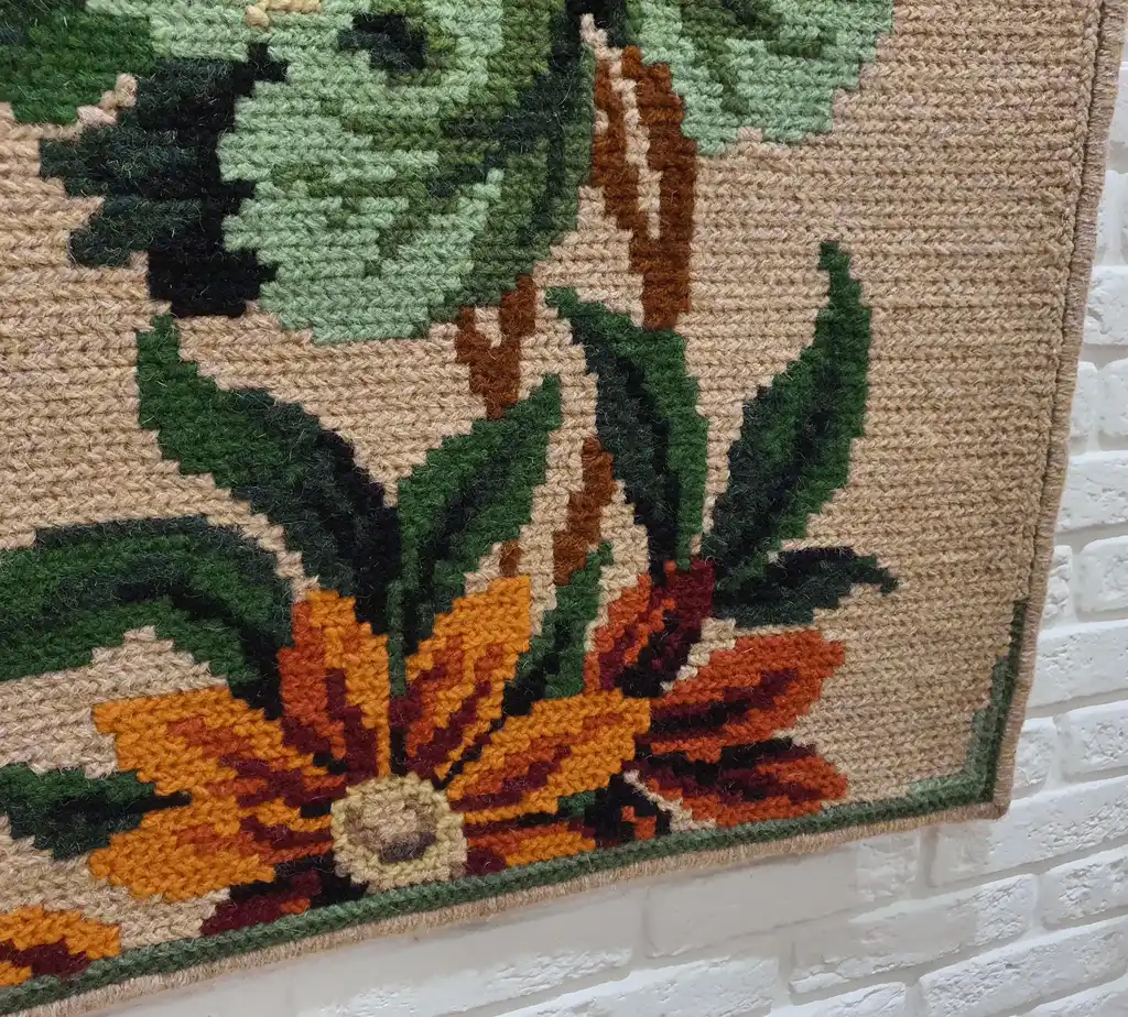 handcrafted cross-stitch wool hanging wall decor.