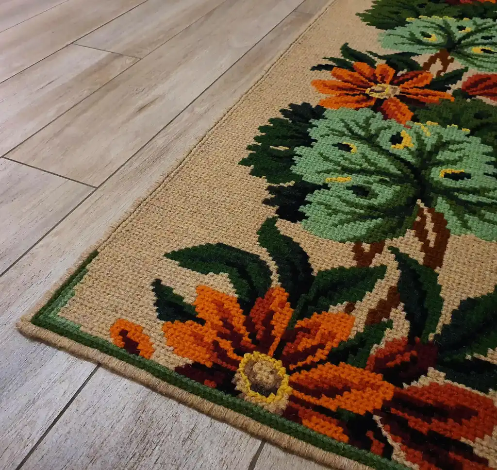 handcrafted cross-stitch wool hanging wall decor.