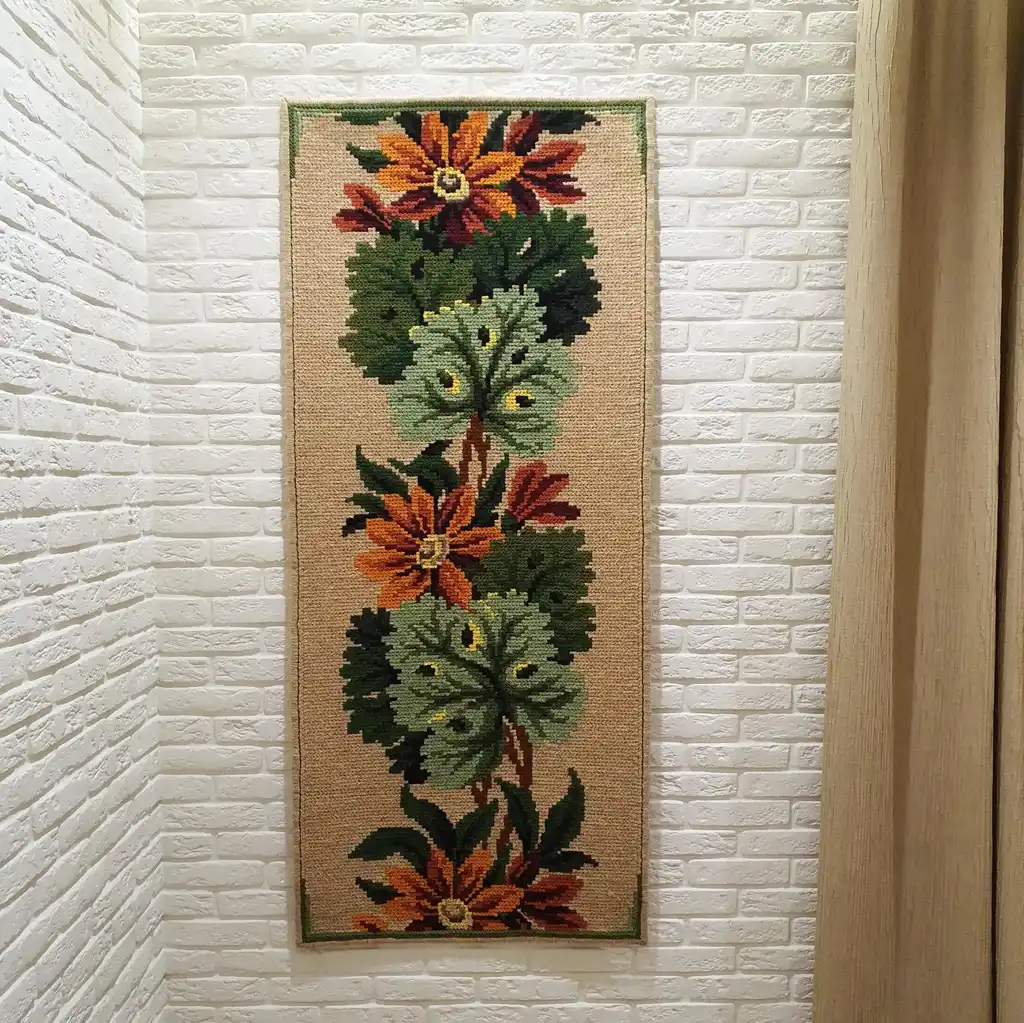 handcrafted cross-stitch wool hanging wall decor.