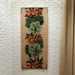 handcrafted cross-stitch wool hanging wall decor.