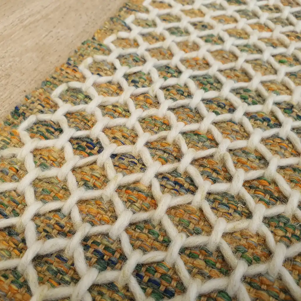 handwoven wool rug traditional weaving technique.