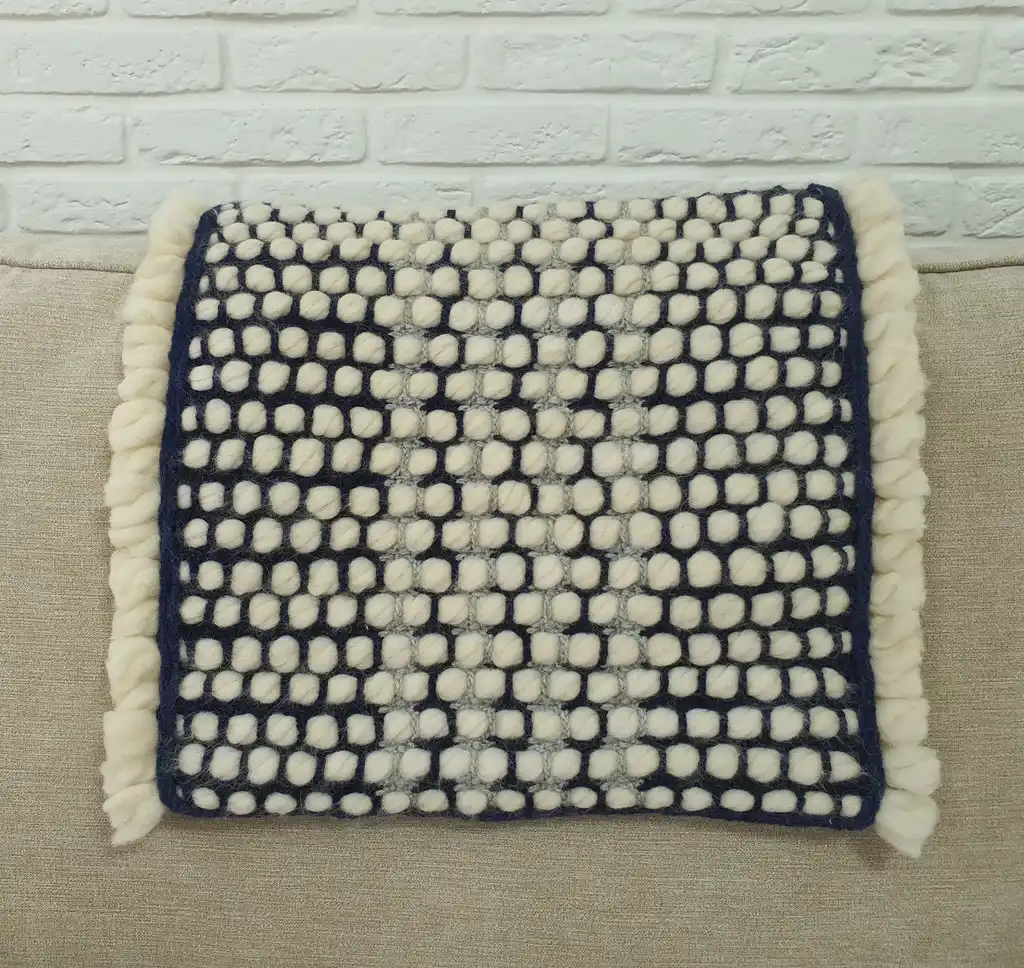 Handmade crochet cushion pillow chunky wool, cotton.