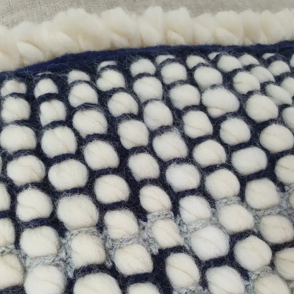 Handmade crochet cushion pillow chunky wool, cotton.