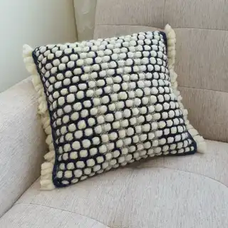 Handmade crochet cushion pillow chunky wool, cotton.