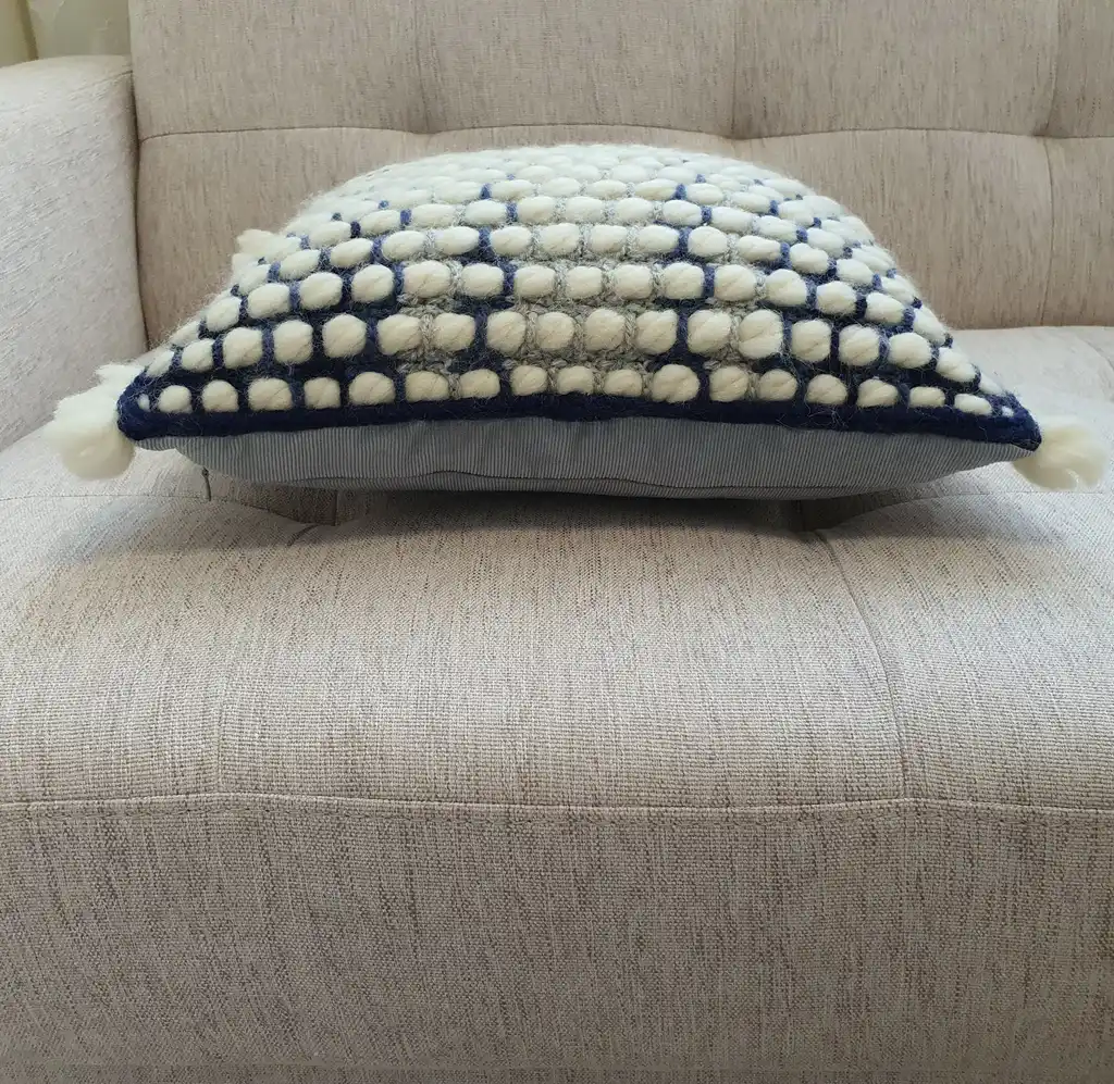 Handmade crochet cushion pillow chunky wool, cotton.