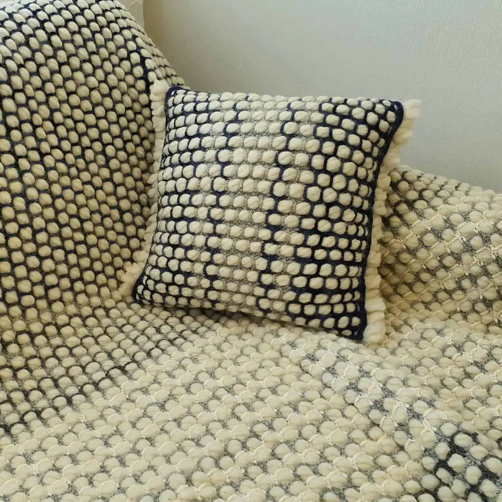 Handmade crochet cushion pillow chunky wool, cotton.