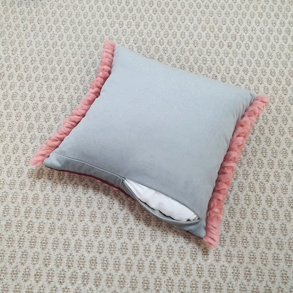 Handmade crochet cushion pillow chunky wool, cotton.