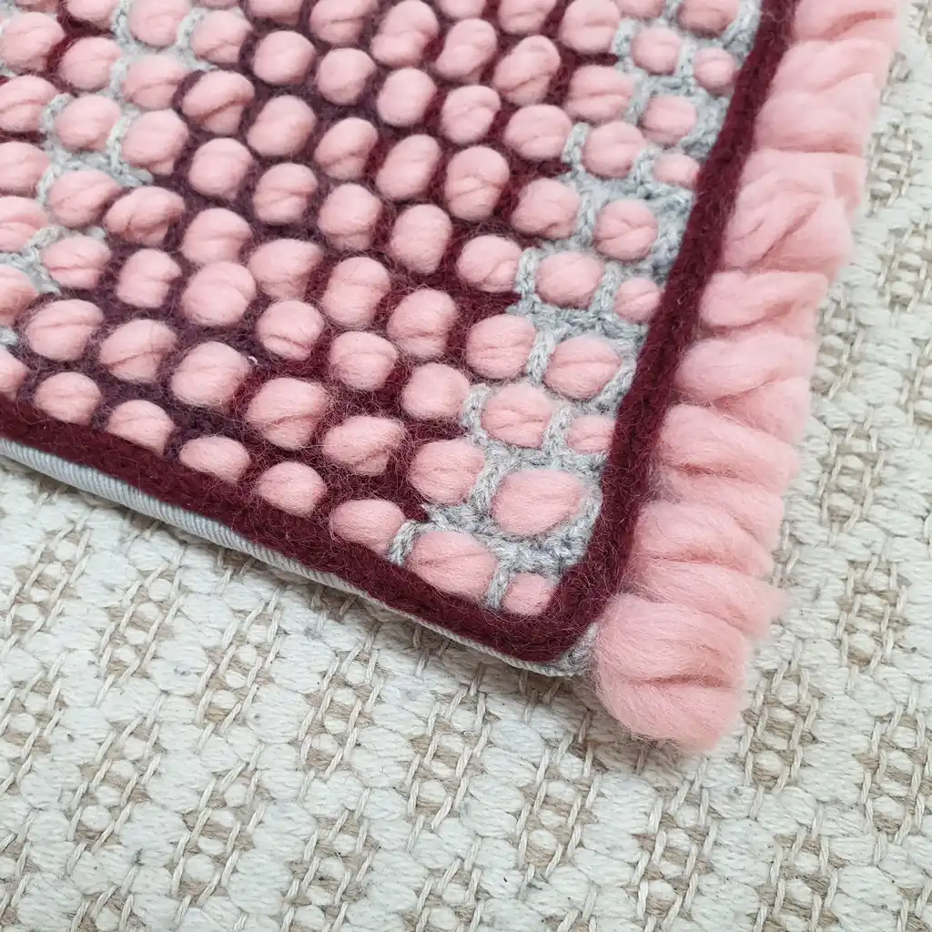 Handmade crochet cushion pillow chunky wool, cotton.