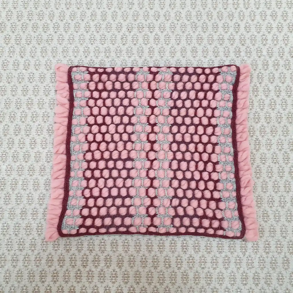 Handmade crochet cushion pillow chunky wool, cotton.