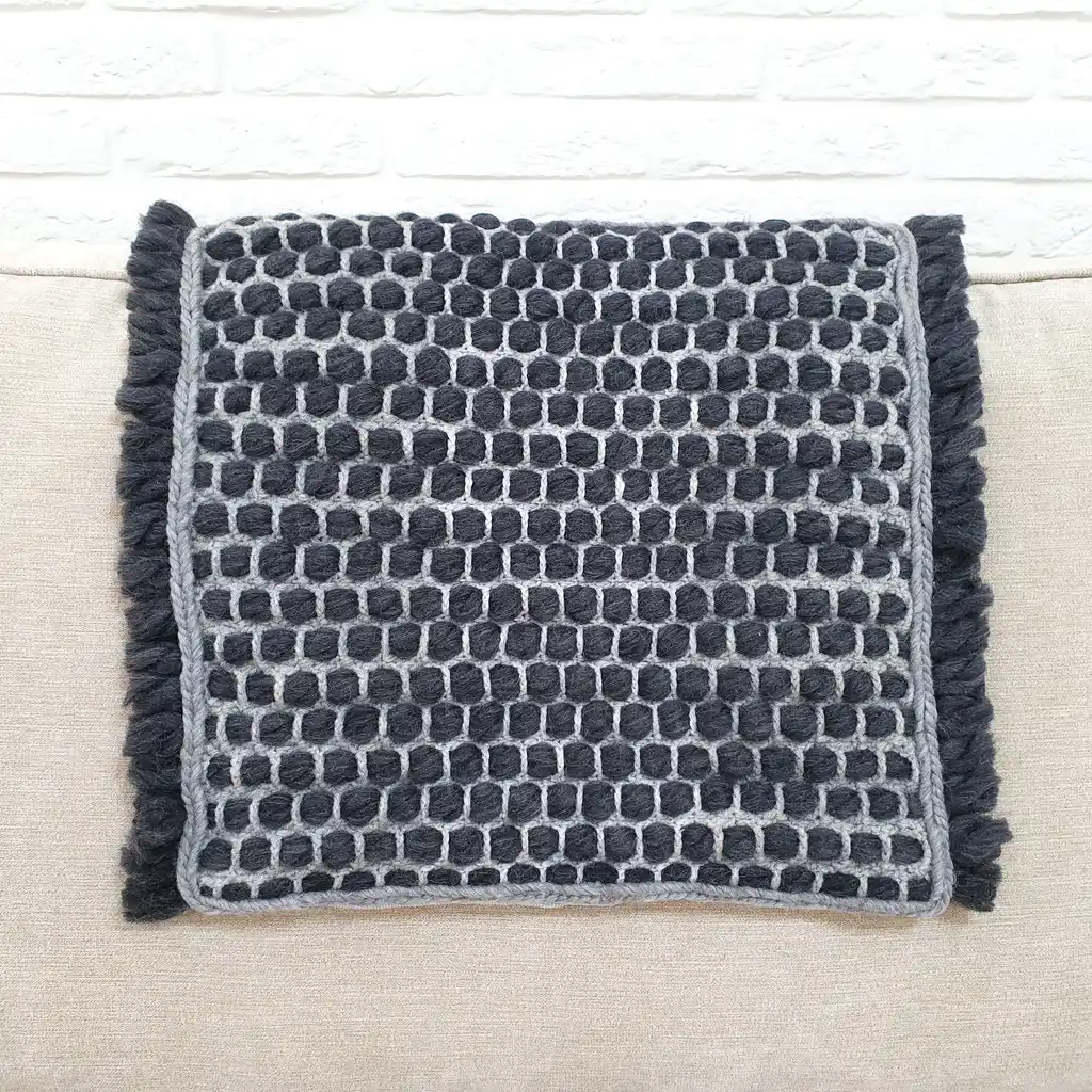 Handmade crochet cushion pillow chunky wool, cotton.