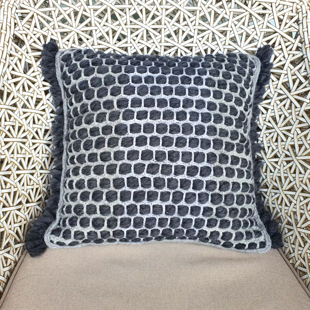 Handmade crochet cushion pillow chunky wool, cotton.