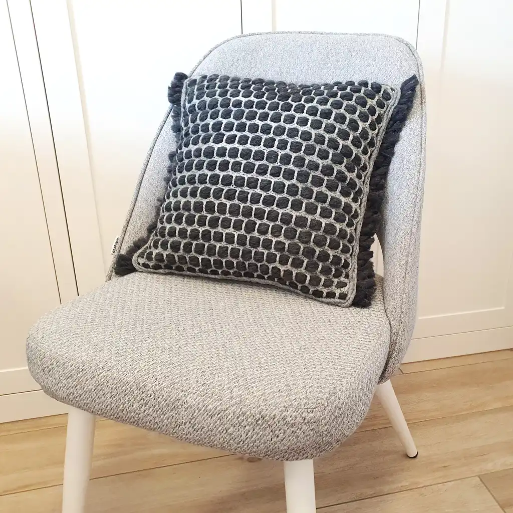 Handmade crochet cushion pillow chunky wool, cotton.