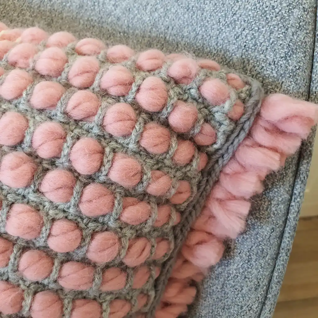 Handmade crochet cushion pillow chunky wool, cotton.