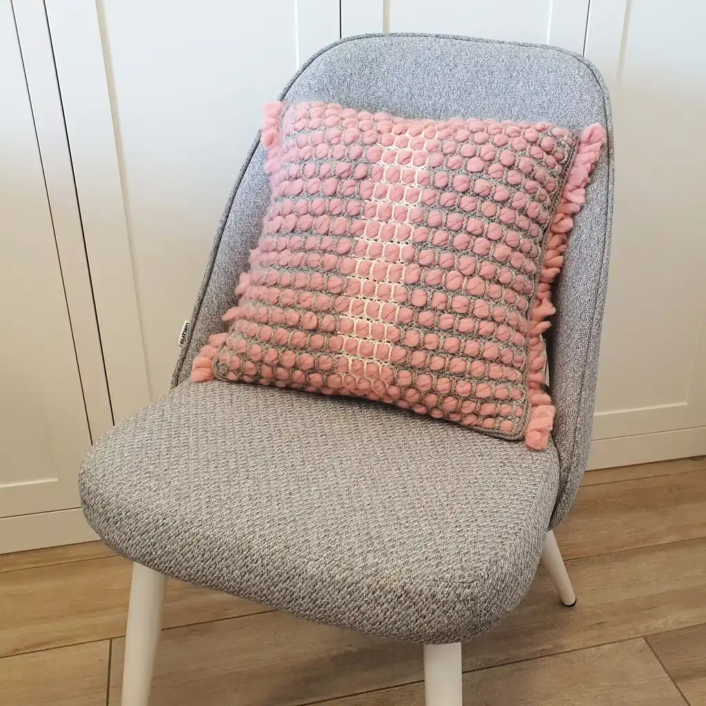 Handmade crochet cushion pillow chunky wool, cotton.