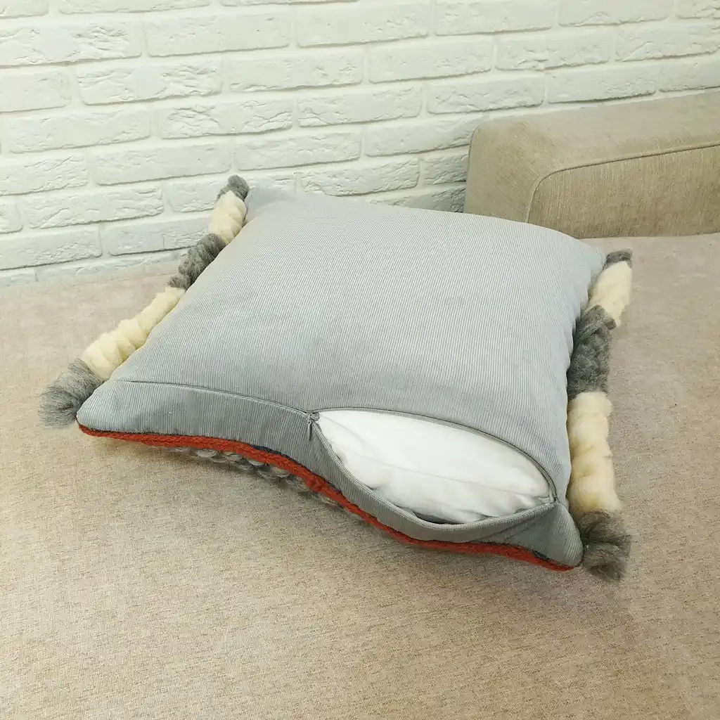 Handmade crochet cushion pillow chunky wool, cotton.