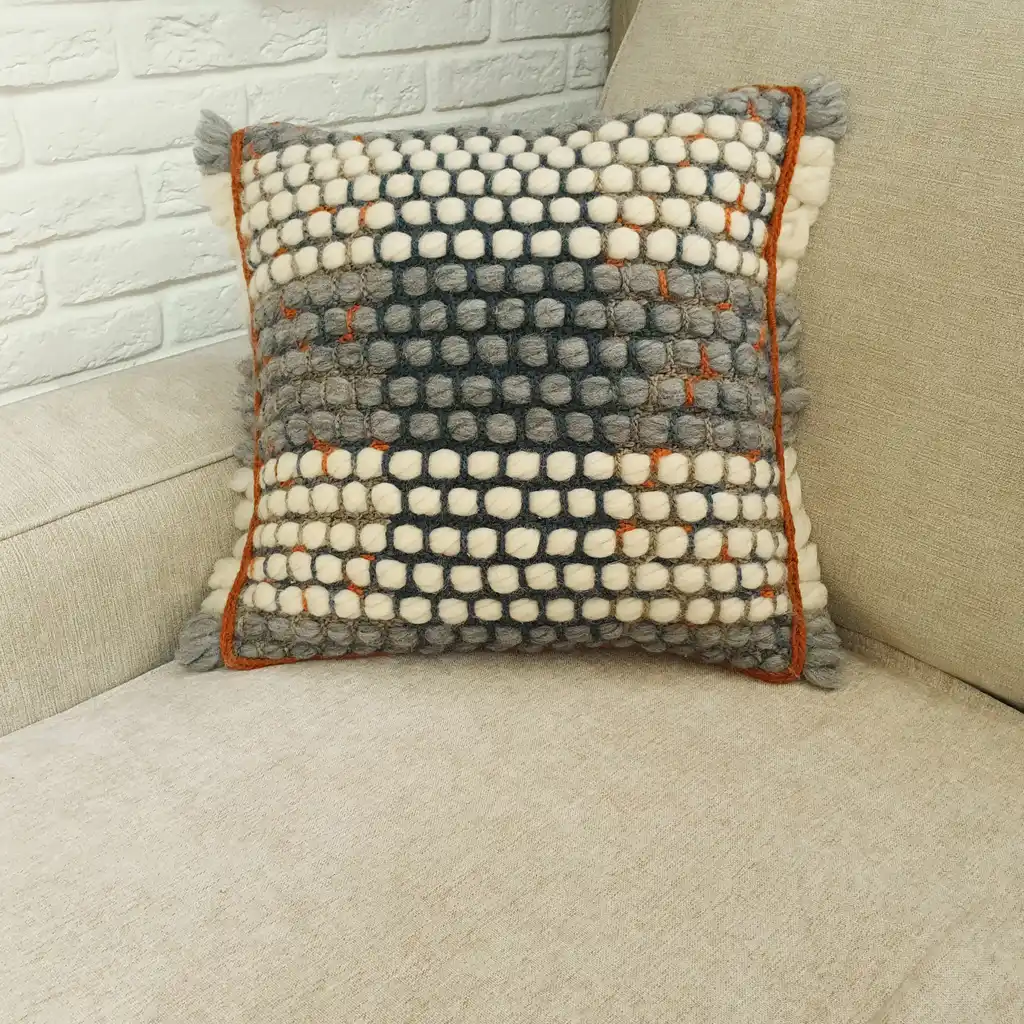 Handmade crochet cushion pillow chunky wool, cotton.