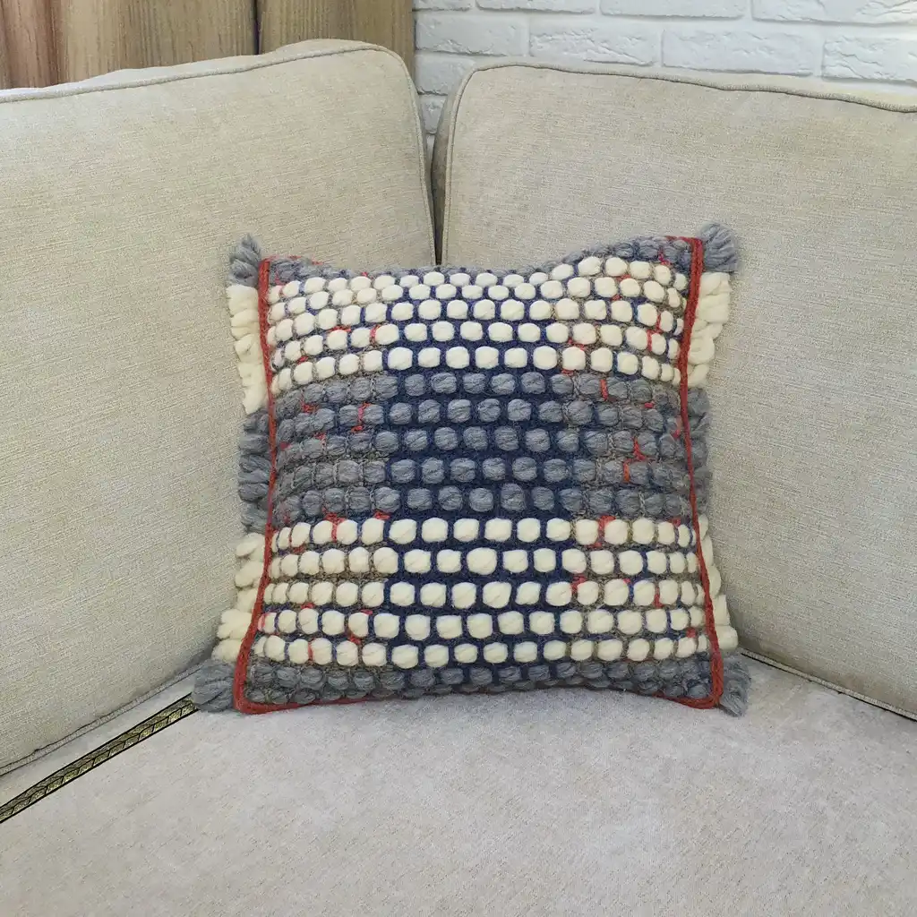 Handmade crochet cushion pillow chunky wool, cotton.