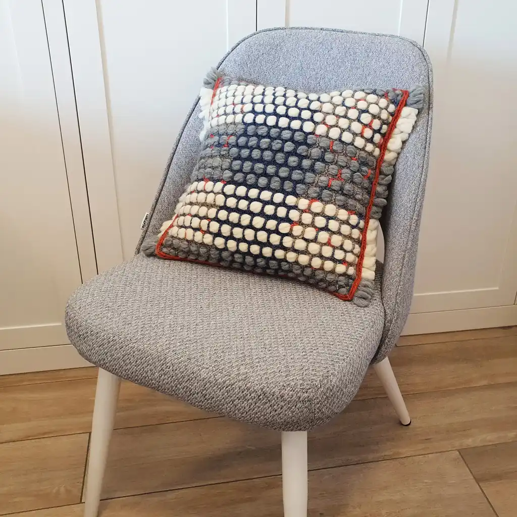 Handmade crochet cushion pillow chunky wool, cotton.