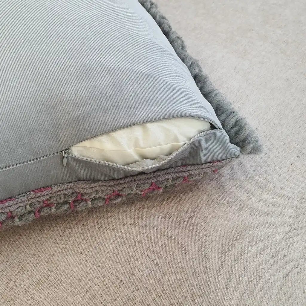 Handmade crochet cushion pillow chunky wool, cotton.