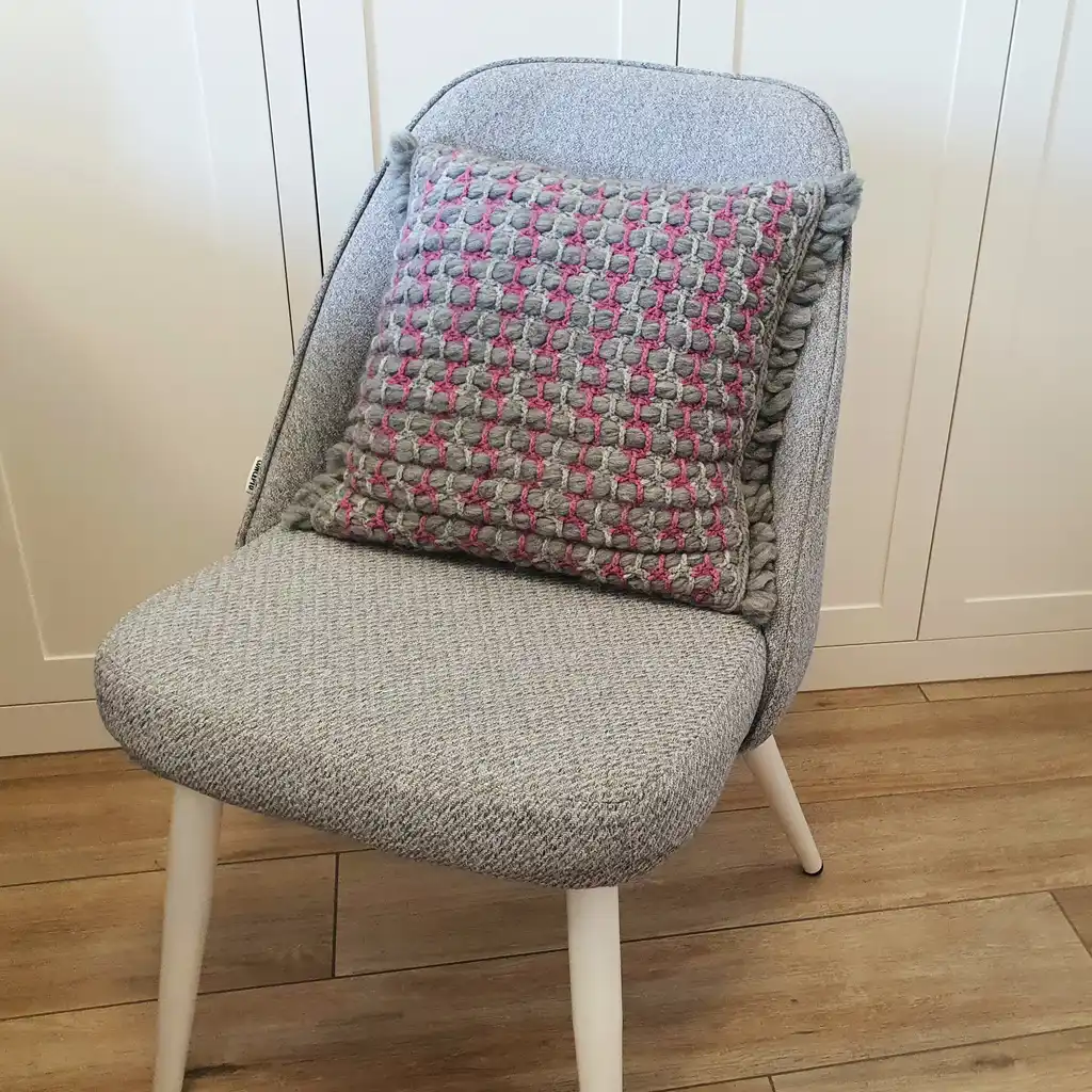 Handmade crochet cushion pillow chunky wool, cotton.