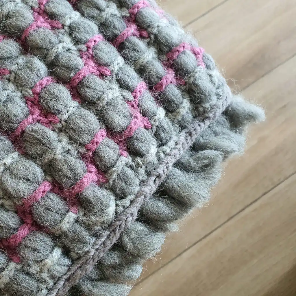 Handmade crochet cushion pillow chunky wool, cotton.