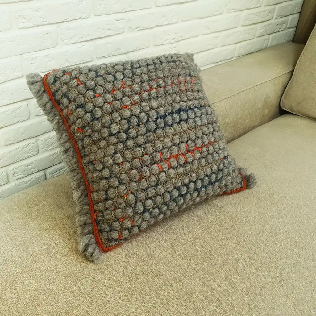 Handmade crochet cushion pillow chunky wool, cotton.