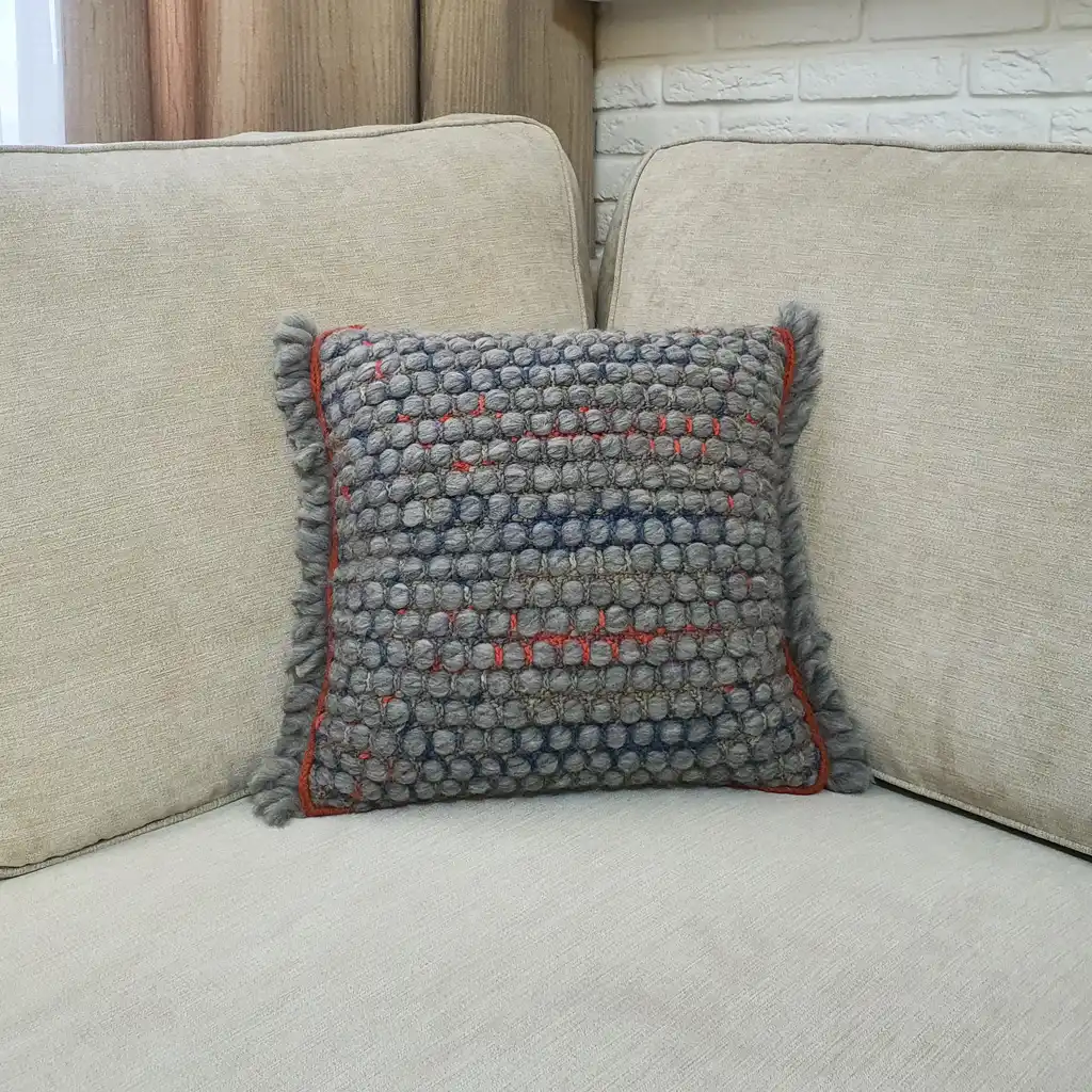 Handmade crochet cushion pillow chunky wool, cotton.