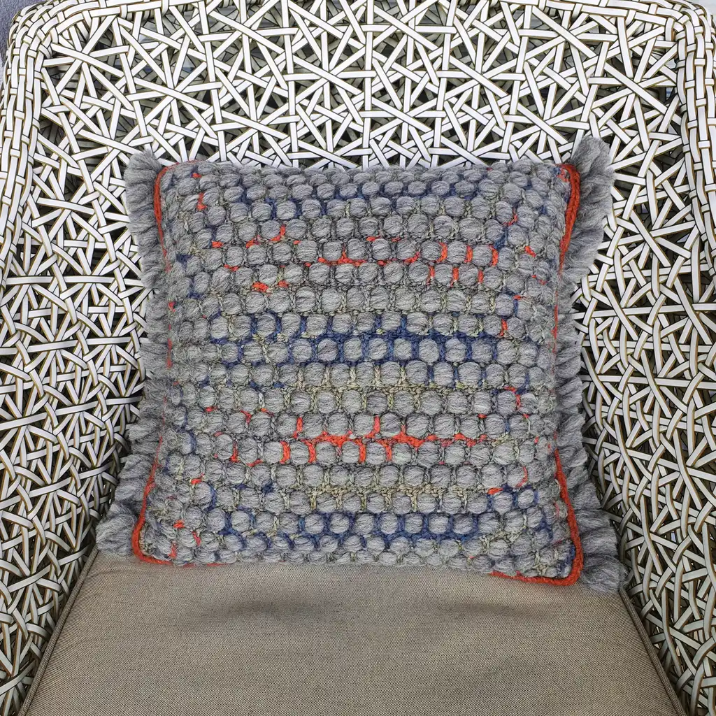 Handmade crochet cushion pillow chunky wool, cotton.