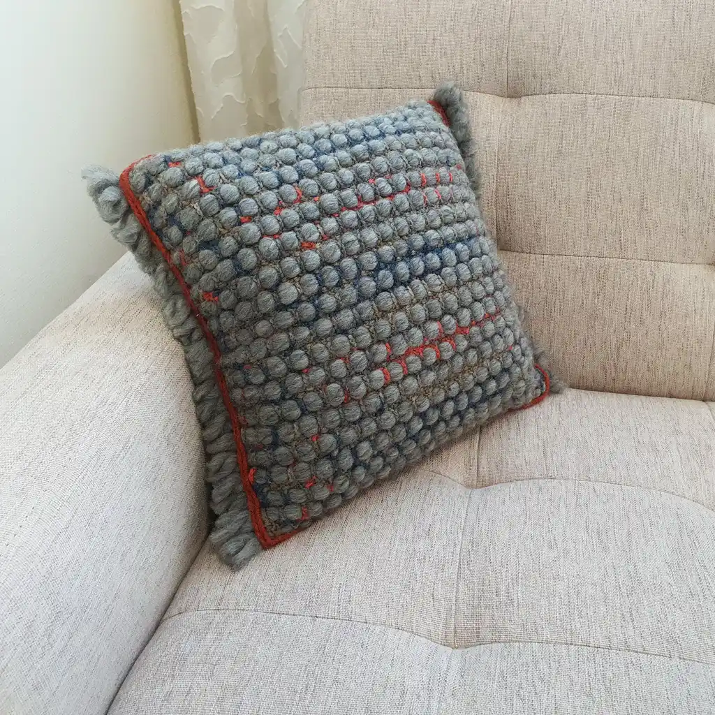 Handmade crochet cushion pillow chunky wool, cotton.