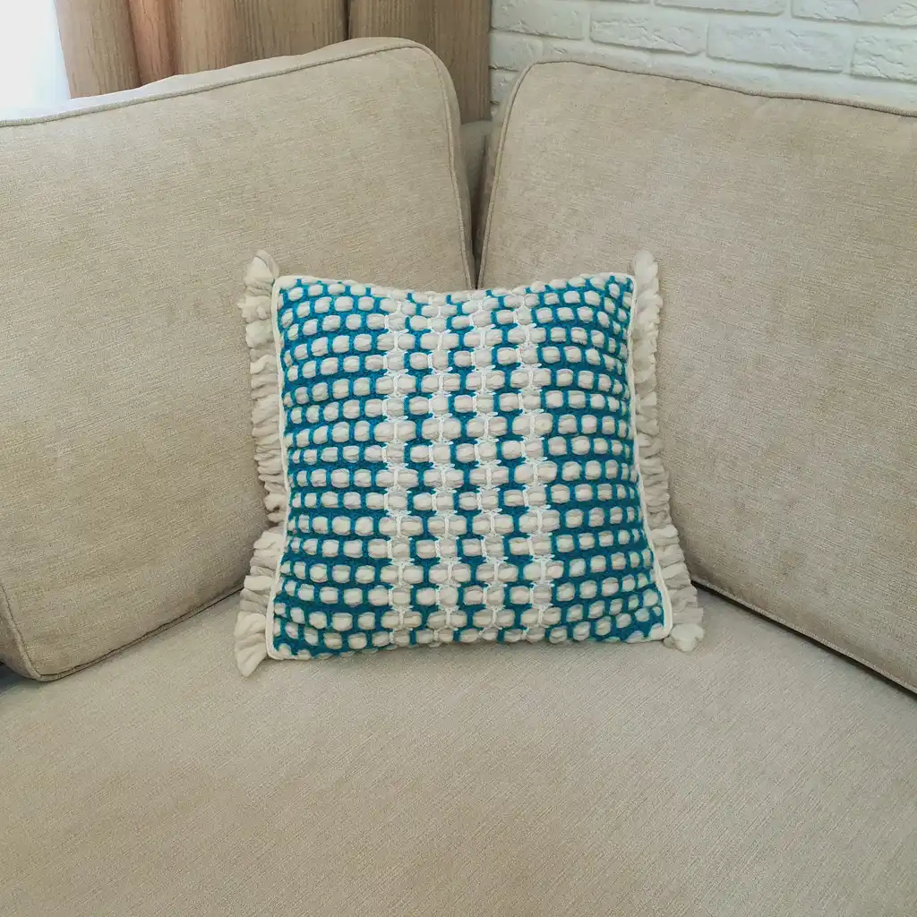 Handmade crochet cushion pillow chunky wool, cotton.