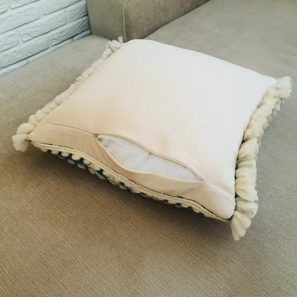 Handmade crochet cushion pillow chunky wool, cotton.