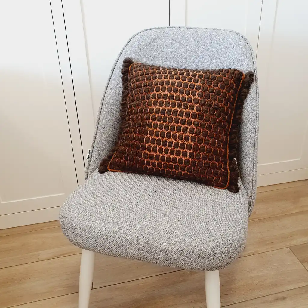 Handmade crochet cushion pillow chunky wool, cotton.