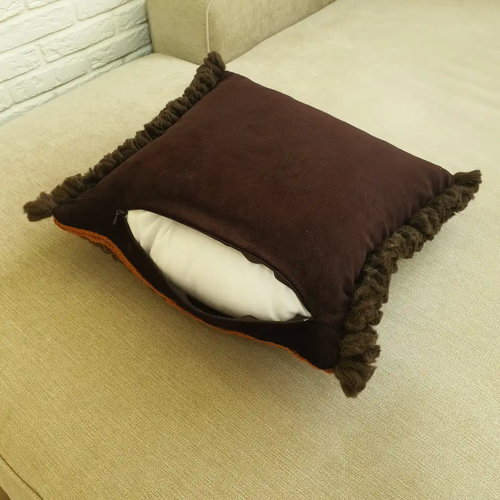 Handmade crochet cushion pillow chunky wool, cotton.