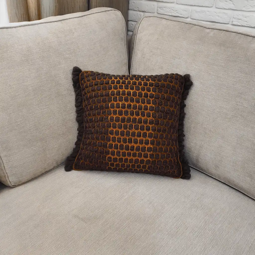 Handmade crochet cushion pillow chunky wool, cotton.