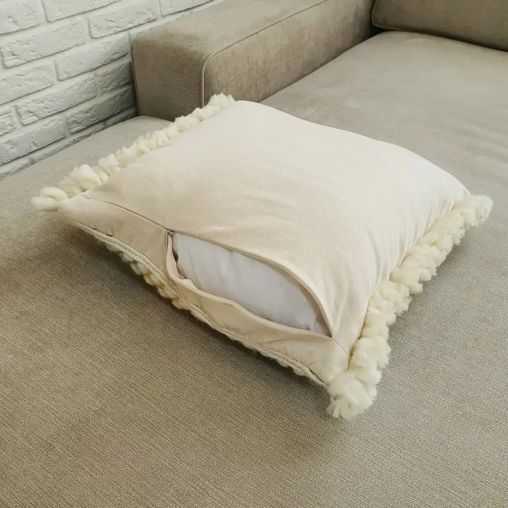Handmade crochet cushion pillow chunky wool, cotton.