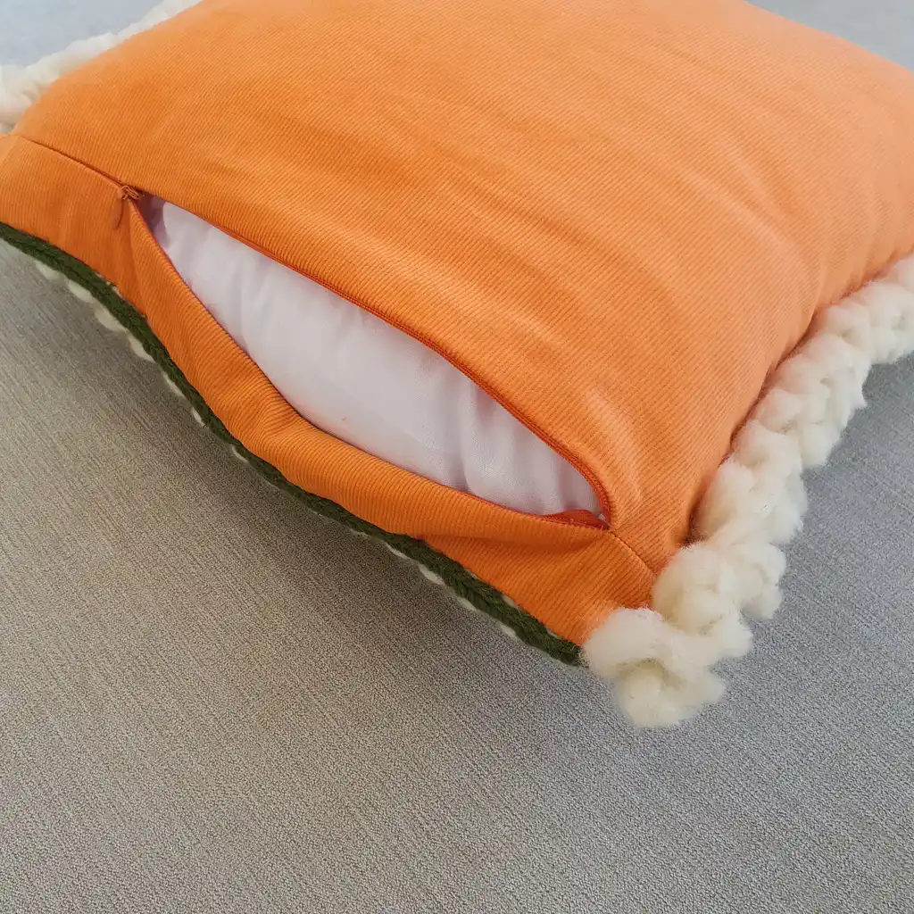 Handmade crochet cushion pillow chunky wool, cotton.