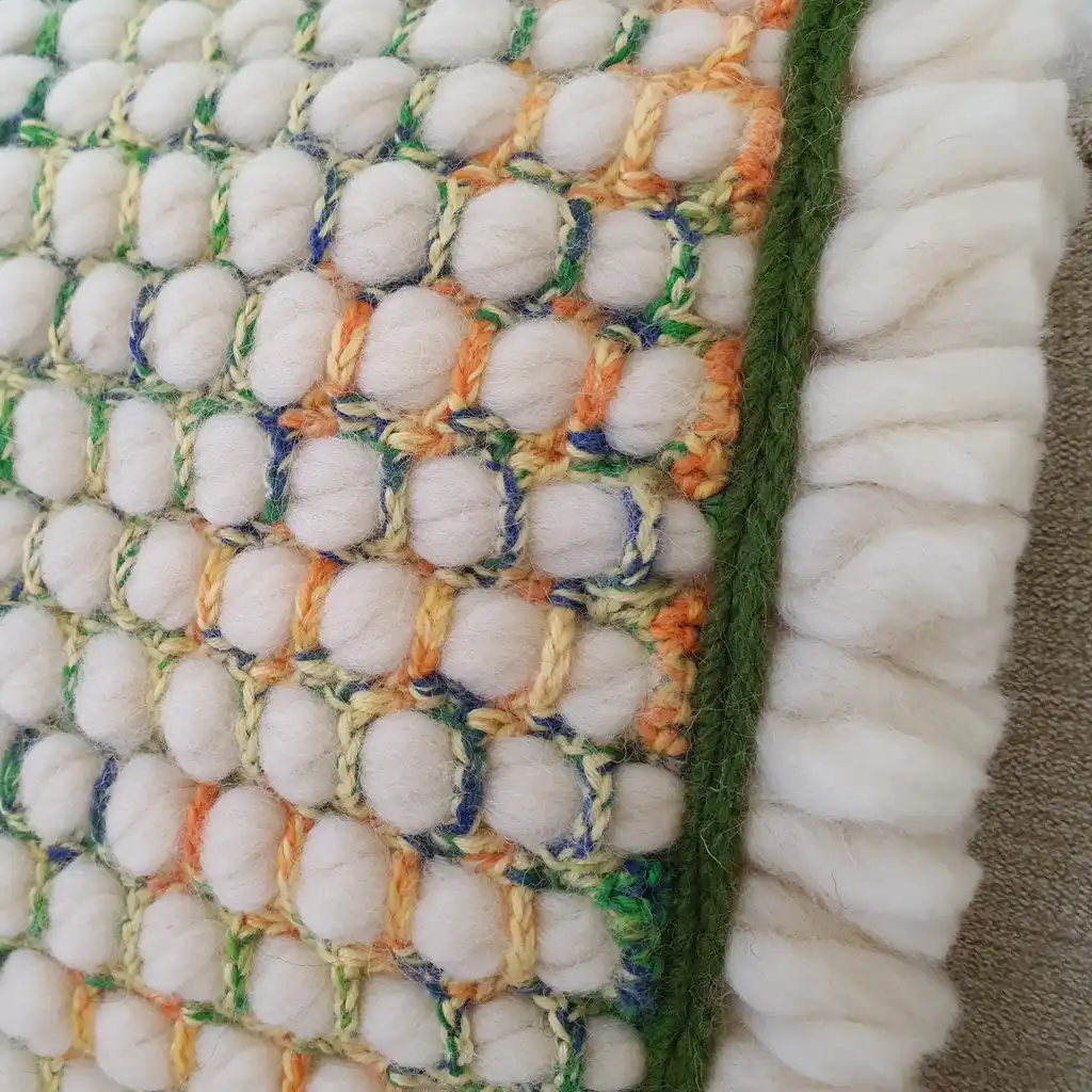 Handmade crochet cushion pillow chunky wool, cotton.