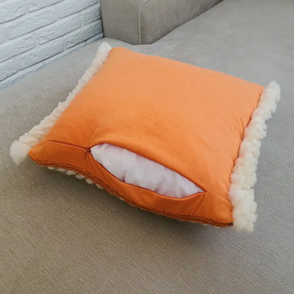Handmade crochet cushion pillow chunky wool, cotton.