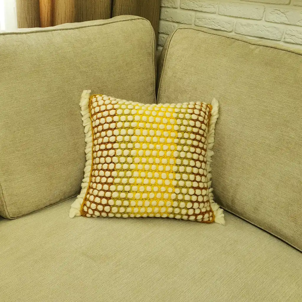 Handmade crochet cushion pillow chunky wool, cotton.