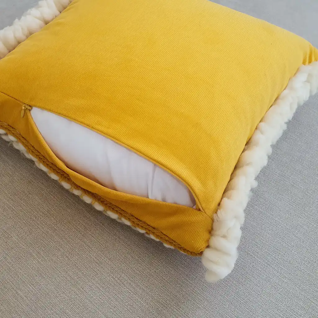 Handmade crochet cushion pillow chunky wool, cotton.