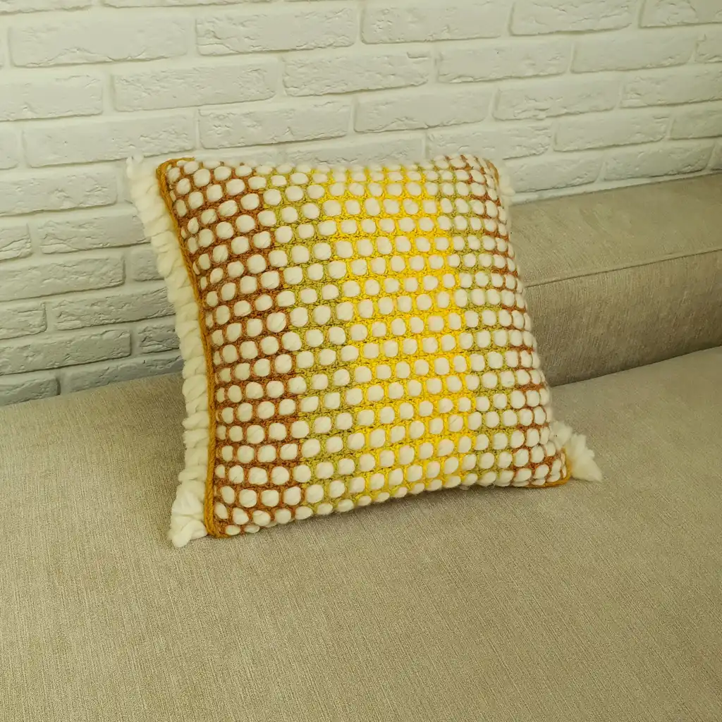 Handmade crochet cushion pillow chunky wool, cotton.