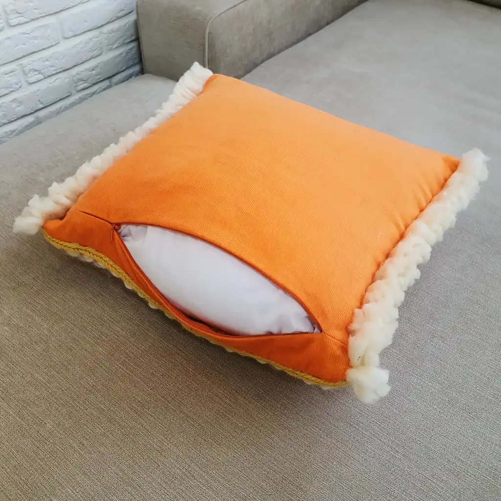 Handmade crochet cushion pillow chunky wool, cotton.