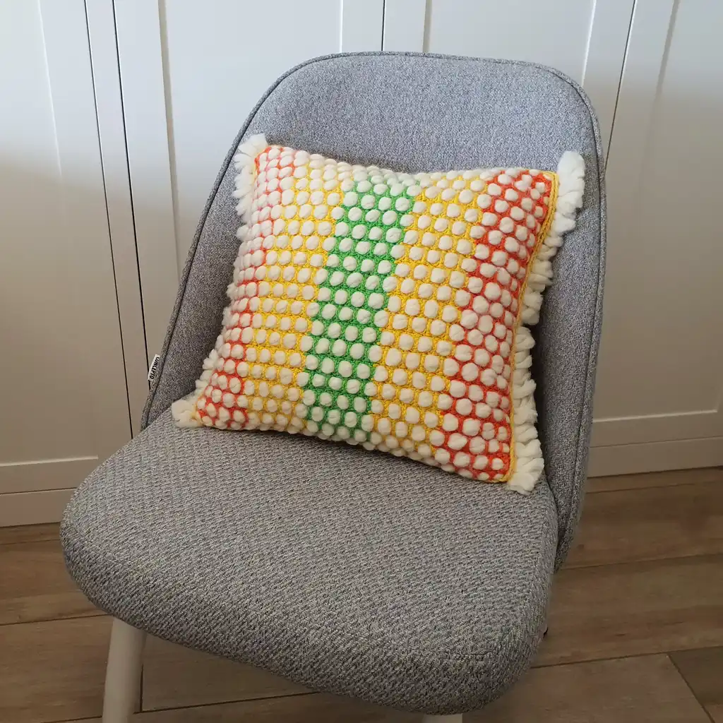 Handmade crochet cushion pillow chunky wool, cotton.