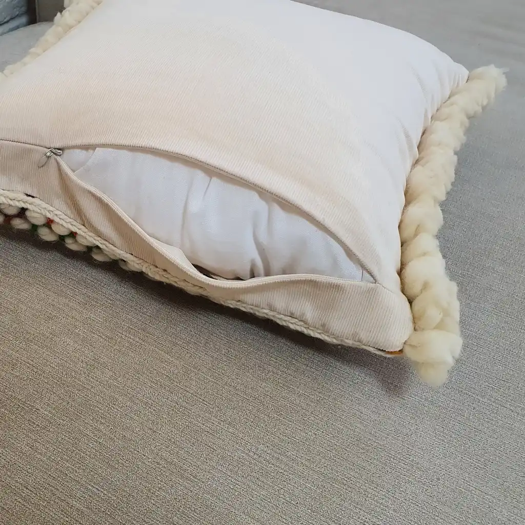 Handmade crochet cushion pillow chunky wool, cotton.