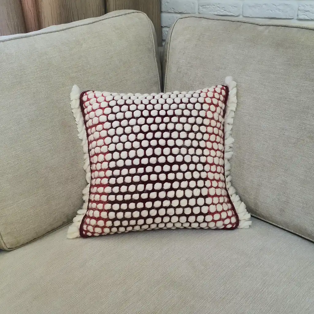 Handmade crochet cushion pillow chunky wool, cotton.