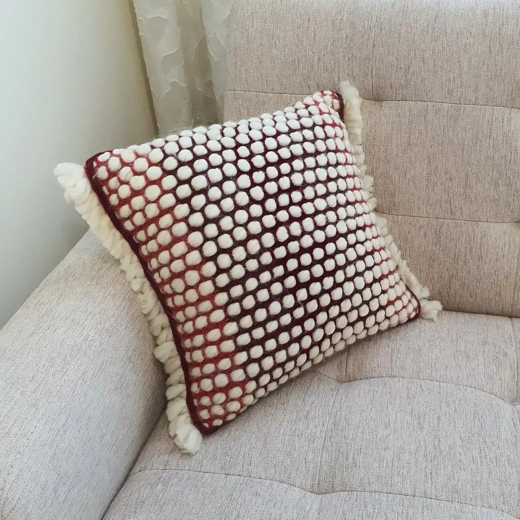 Handmade crochet cushion pillow chunky wool, cotton.